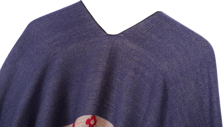 Urban GoCo Damen Poncho Stola Bohe Quaste Schal #1 Navy Blau, #1 Navy Blau