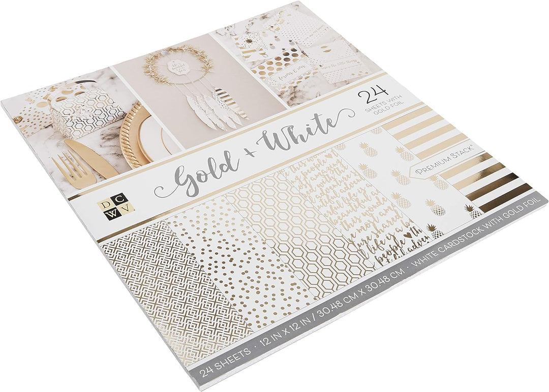 DCWV Karton 30,5 x 30,5 cm, Gold und Weiss