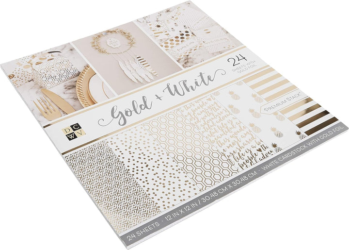 DCWV Karton 30,5 x 30,5 cm, Gold und Weiss