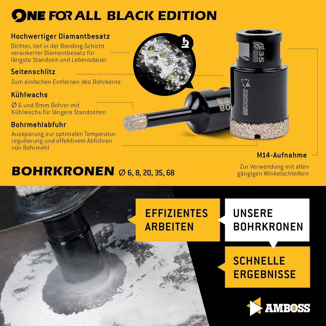 Amboss - Set Diamant-Lochsägen + Trennscheiben + Schleiftopf/One For All Set 9 / Ø 6-125 mm/perfekt
