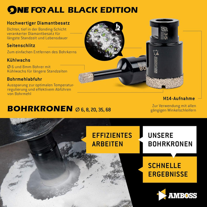 Amboss - Set Diamant-Lochsägen + Trennscheiben + Schleiftopf/One For All Set 9 / Ø 6-125 mm/perfekt