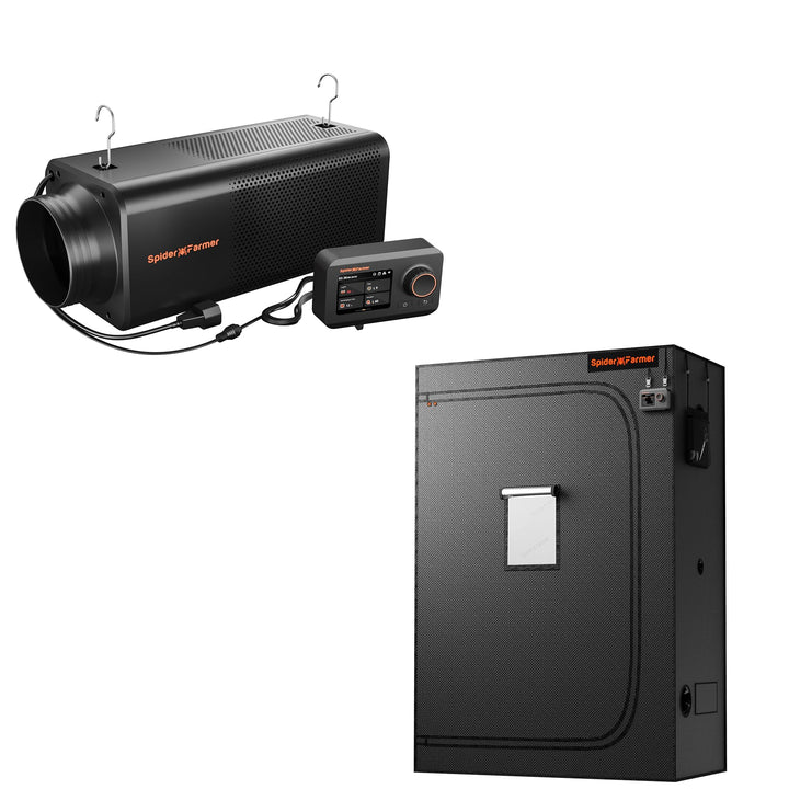 Spider Farmer 2-in-1 Aktivkohlefilter &amp; Rohrventilator 150mm mit GGS Controller, Growzelt 70x140x200