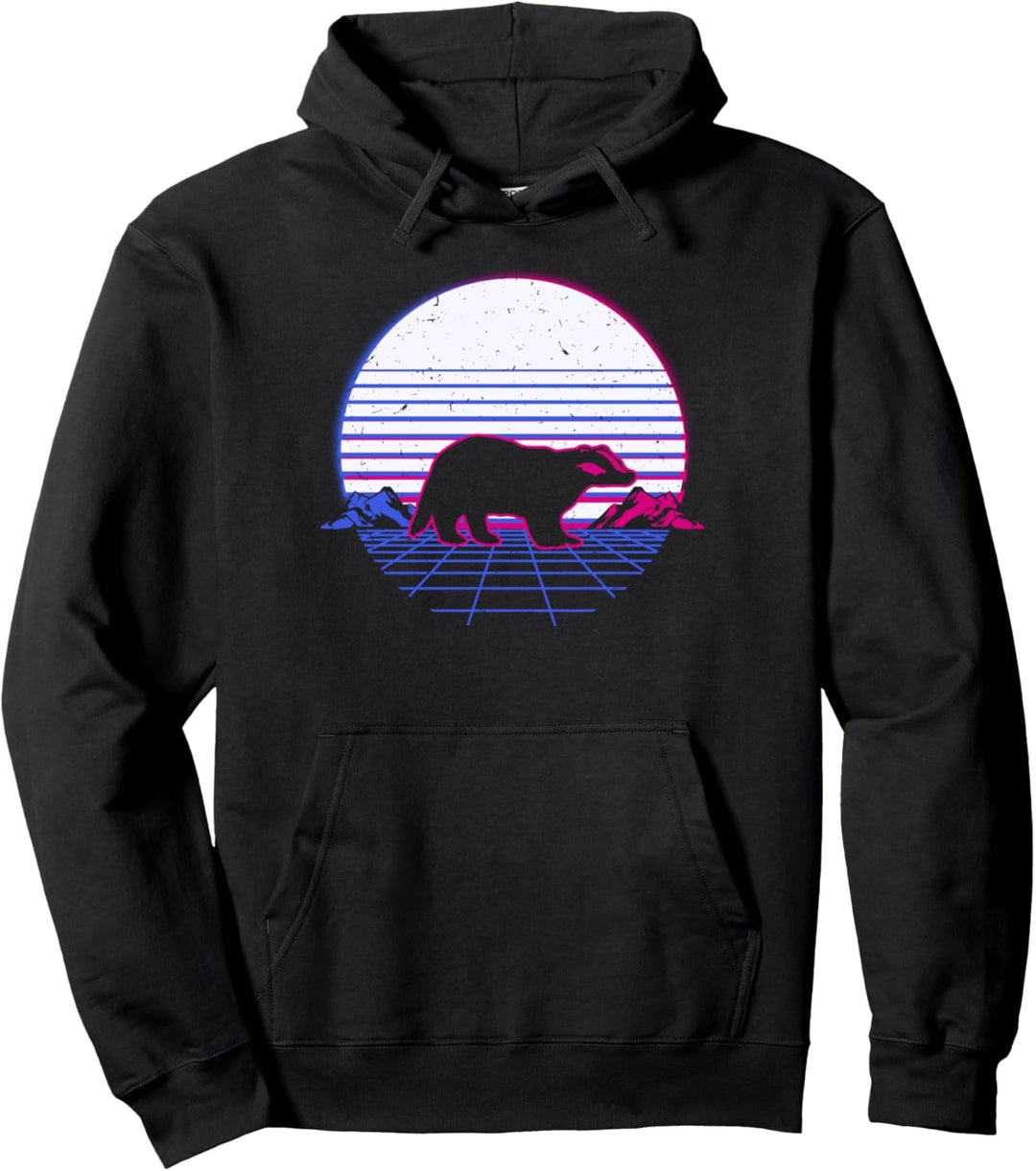 Dachs Honigdachs Jäger Tier Retro Vintage Sunset Geschenk Pullover Hoodie