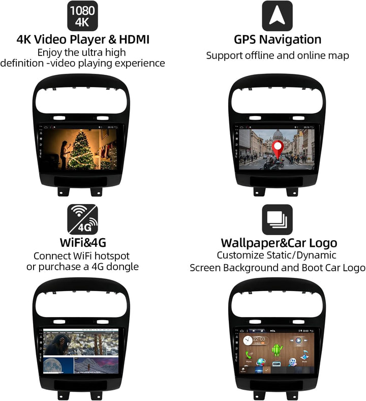 PX6 Android 12 IPS Autoradio für Fiat Freemont Dodge Journey Leap (2012-2020) - 4G+64G - Kamera KOST