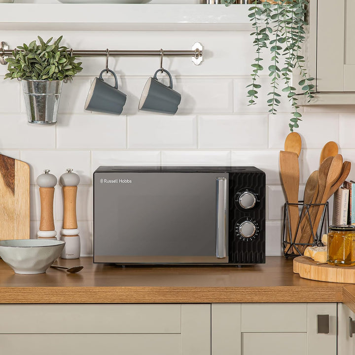 Russell Hobbs Honeycomb RHMM715B Solo Mikrowelle, 17 Liter, 700W, Schwarz, mit 5 Leistungsstufen, In