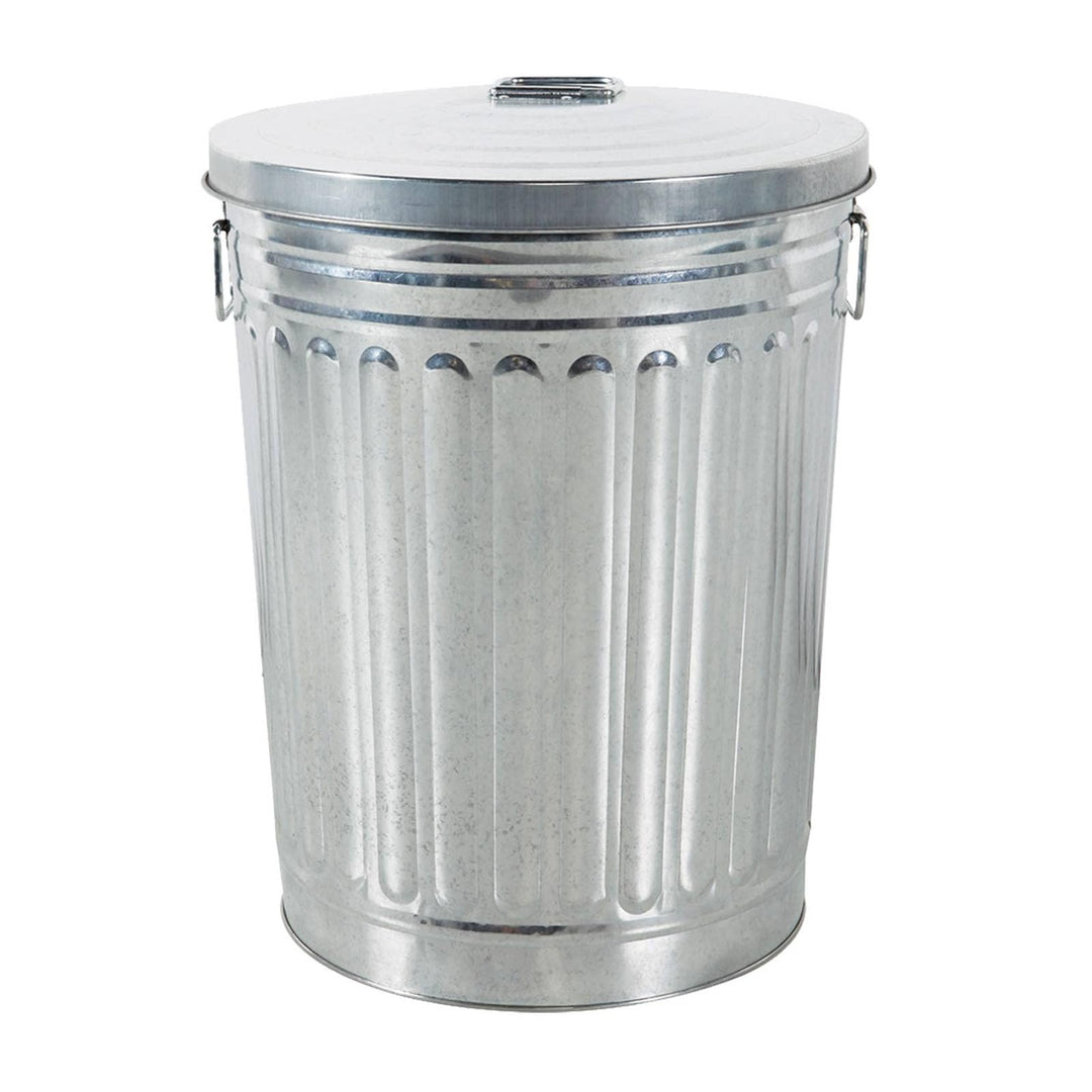 HAC24 Zink Abfalleimer mit Deckel 58 Liter Silber Outdoor Garten Mülleimer Tonne Mülltonne Zinktonne