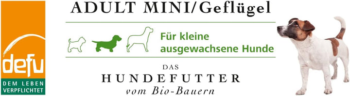 defu Hund | Adult Mini Bio Geflügel | Premium Bio Trockenfutter | Hundefutter für kleine, ausgewachs