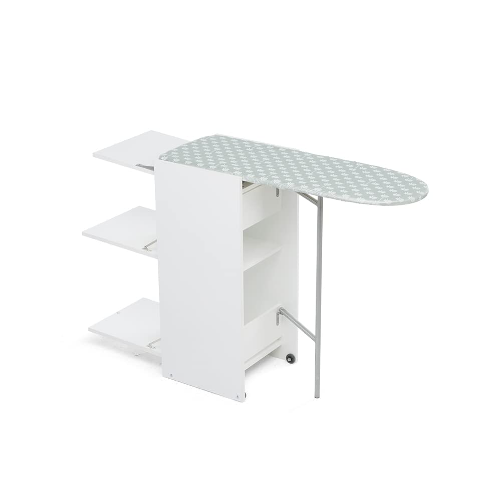 Foppapedretti 9900303310 Myhome Stir8 Tisch mit Regal und Bügelbrett zum Einklappen, Weiss, aus
