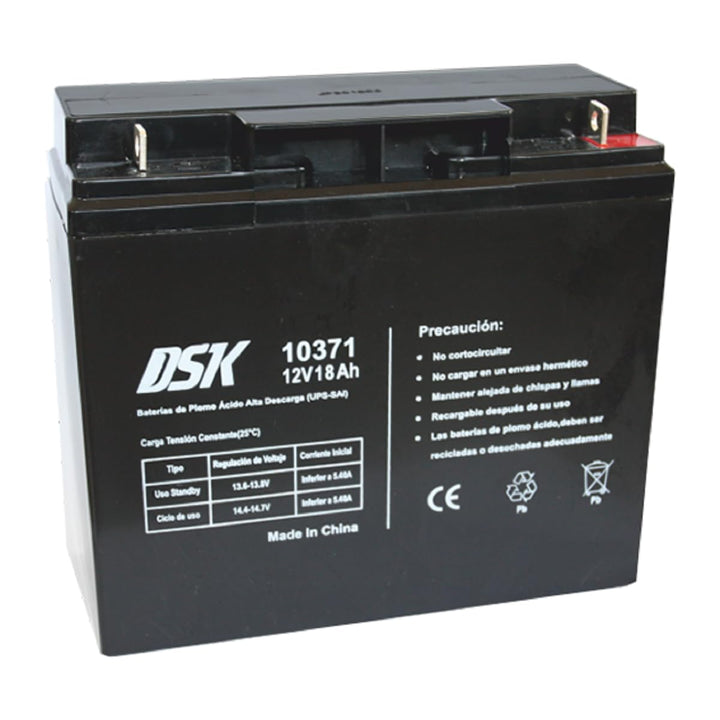 DSK Wiederaufladbare Batterie 12V 18Ah – Universaladapter F1/F2 inklusive – Masse 181x76x167 mm – Fü