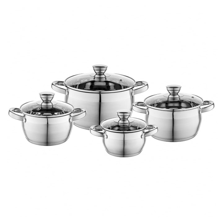 FLORINA Kochtopf Set OLIVER | 4-teilig | Edelstahl 18/0 | Glasdeckel gehärtet | Für Induktion, Gas,