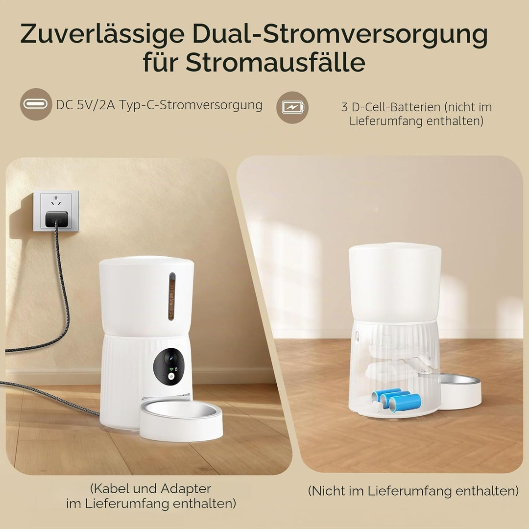 Faroro Futterautomat Katze mit WiFi, 1080P HD Video Katzenfutter Automat mit Nachtsicht, 4L Futtersp