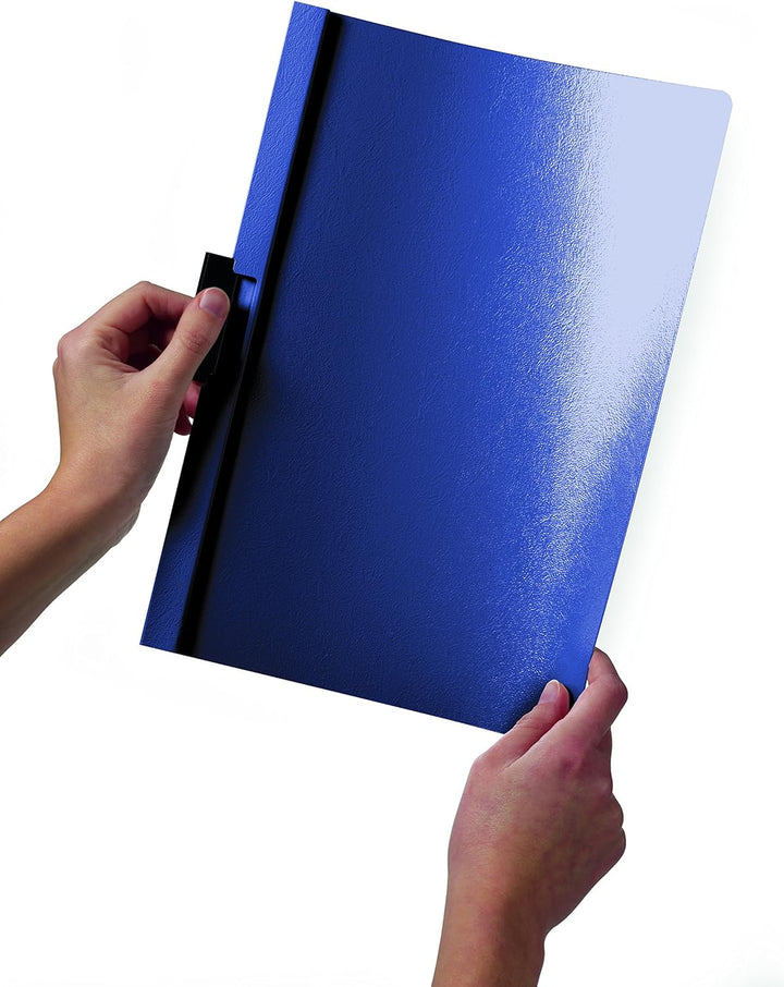 Durable Berichtsmappe mit DURACLIP, Briefformat, bis zu 30 Seiten, Klarsicht-Einband/Dunkelblau, 25
