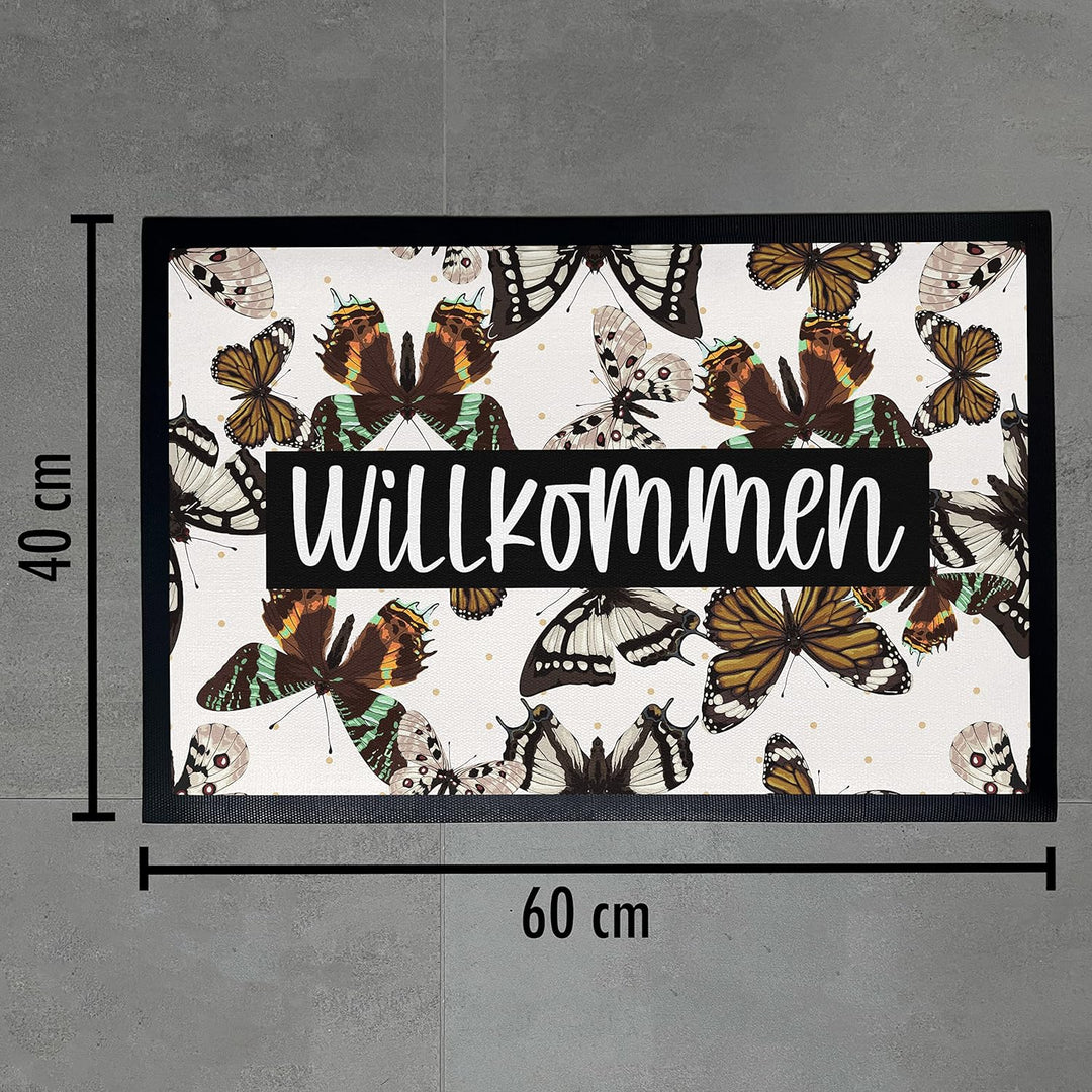 Trendation - Willkommen Fussmatte Grafik Schmutzfangmatte Geschenk Aussen Innenbereich 60x40 cm Wasc