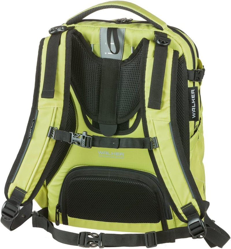 Walker 42122-361 - Schulrucksack Campus Evo 2.0 "Lime" mit 3 Fächern, Zippfach am Rücken, Schultasch