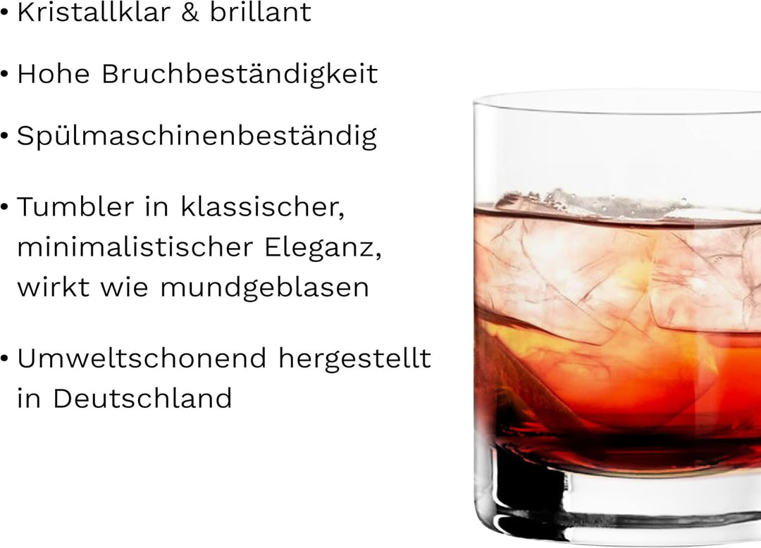 Stölzle Lausitz New York Bar Whiskygläser 6er-Set I 190ml Whisky Tumbler in zeitlosem Design I Spülm