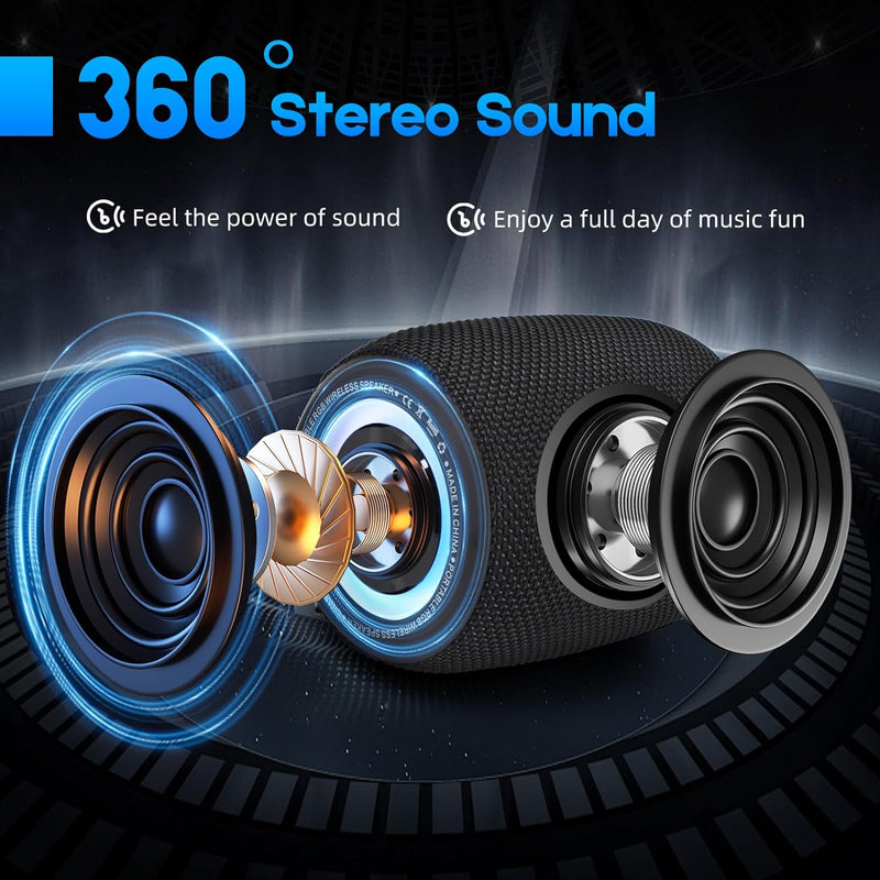 SENXINGYAN Bluetooth Lautsprecher 20W, Bluetooth Box, LED Musikbox Wasserdicht IPX6, 360° HD Stereo
