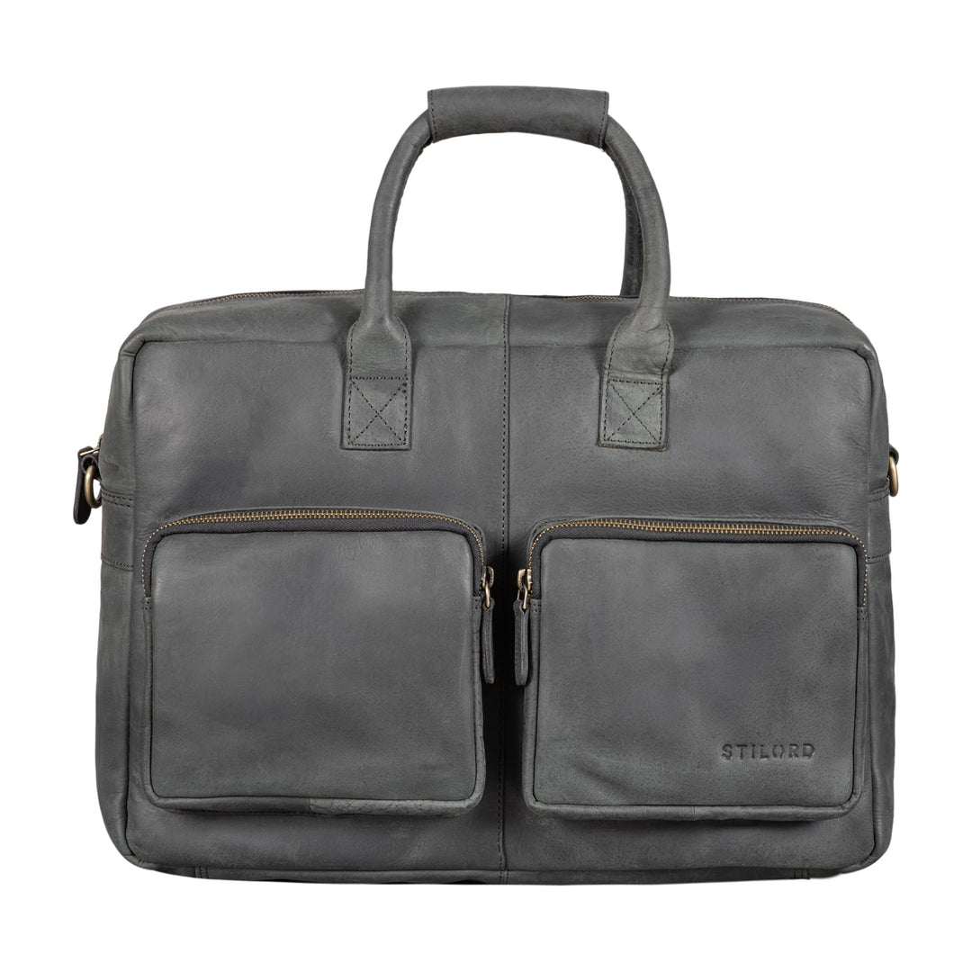 STILORD 'Henri' Bürotasche Leder 15,6 Zoll Vintage Laptop Aktentasche Businesstasche Umhängetasche L