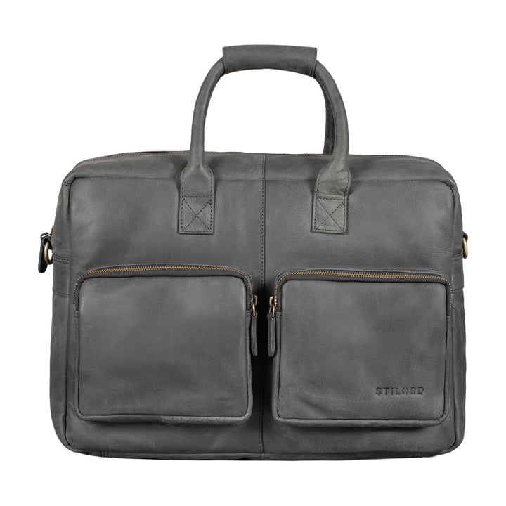STILORD 'Henri' Bürotasche Leder 15,6 Zoll Vintage Laptop Aktentasche Businesstasche Umhängetasche L