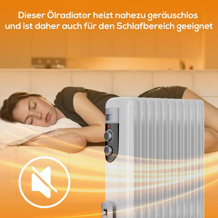Tronitechnik® Elektroheizung Ölradiator Öl-Heizung Radiator 3 Heizstufen 11 Rippen Elektrischer Heiz