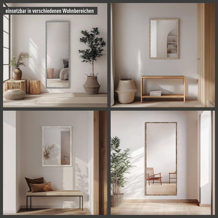 Wandspiegel, 70 x 170 cm, Kunststoff, Weiss, Ganzkörperspiegel für alle Wohnbereiche, Hoch- &amp; Querfo
