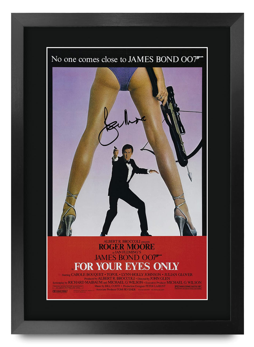 HWC Trading A3 FR James Bond - For Your Eyes Only Movie Poster Roger Moore Signed Geschenk GESTALTET