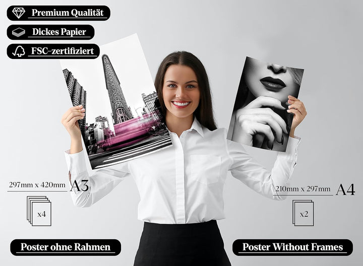 CreativeRobin » Rose, Style & Fashion « Wandbilder Poster-set | Wohnzimmer Deko | 4x A3 + 2x A4 Wand
