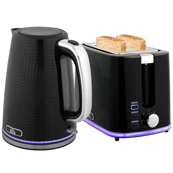 HOMCOM Wasserkocher Toaster Set 1,7L Wasserkocher mit Edelstahl-Innenraum, 2 Scheiben Toaster 2200W
