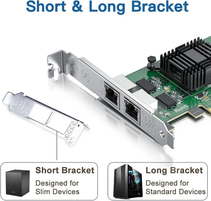 H!Fiber Dual RJ45 Copper Ports Netzwerkkarte Gigabit PCI Express E1G42ET-Intel 82576 Chip, 1Gbit Eth