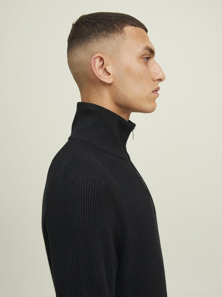 JACK & JONES Herren Jprperfect Knit Half Zip Sn Pullover Sweater L Schwarz, L Schwarz