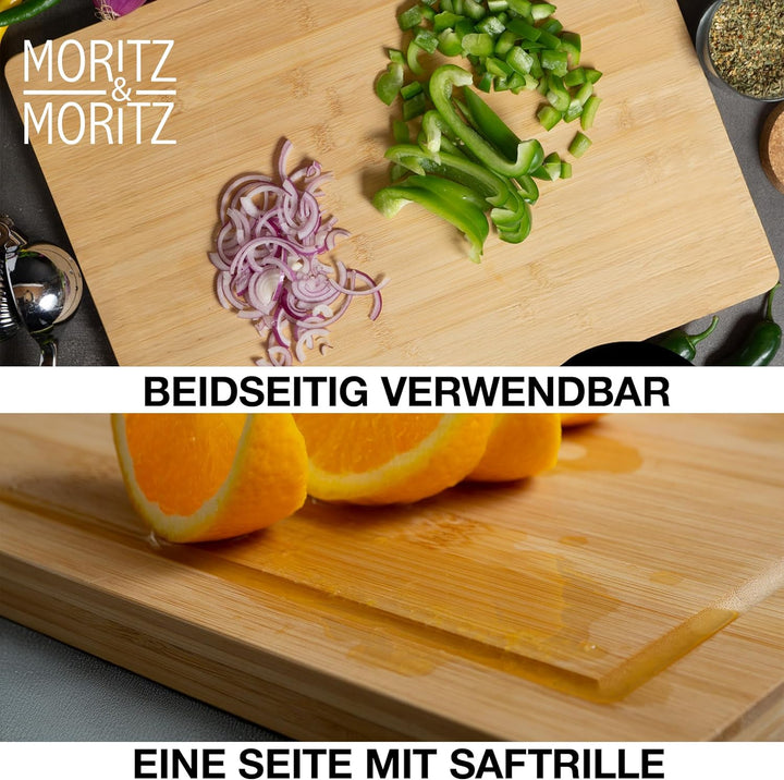 Moritz & Moritz XXL Schneidebrett Bambus Gross - 45 x 34 x 2 cm - Bambus Holzbrett mit Saftrille - Z
