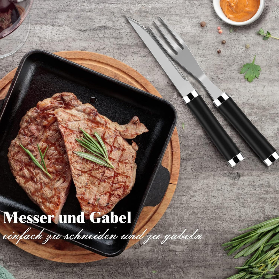 Grilliance 38 Stücke BBQ Grillbesteck Set Edelstahl Grillzubehör für Männer Geschenk Geburtstag Hoch