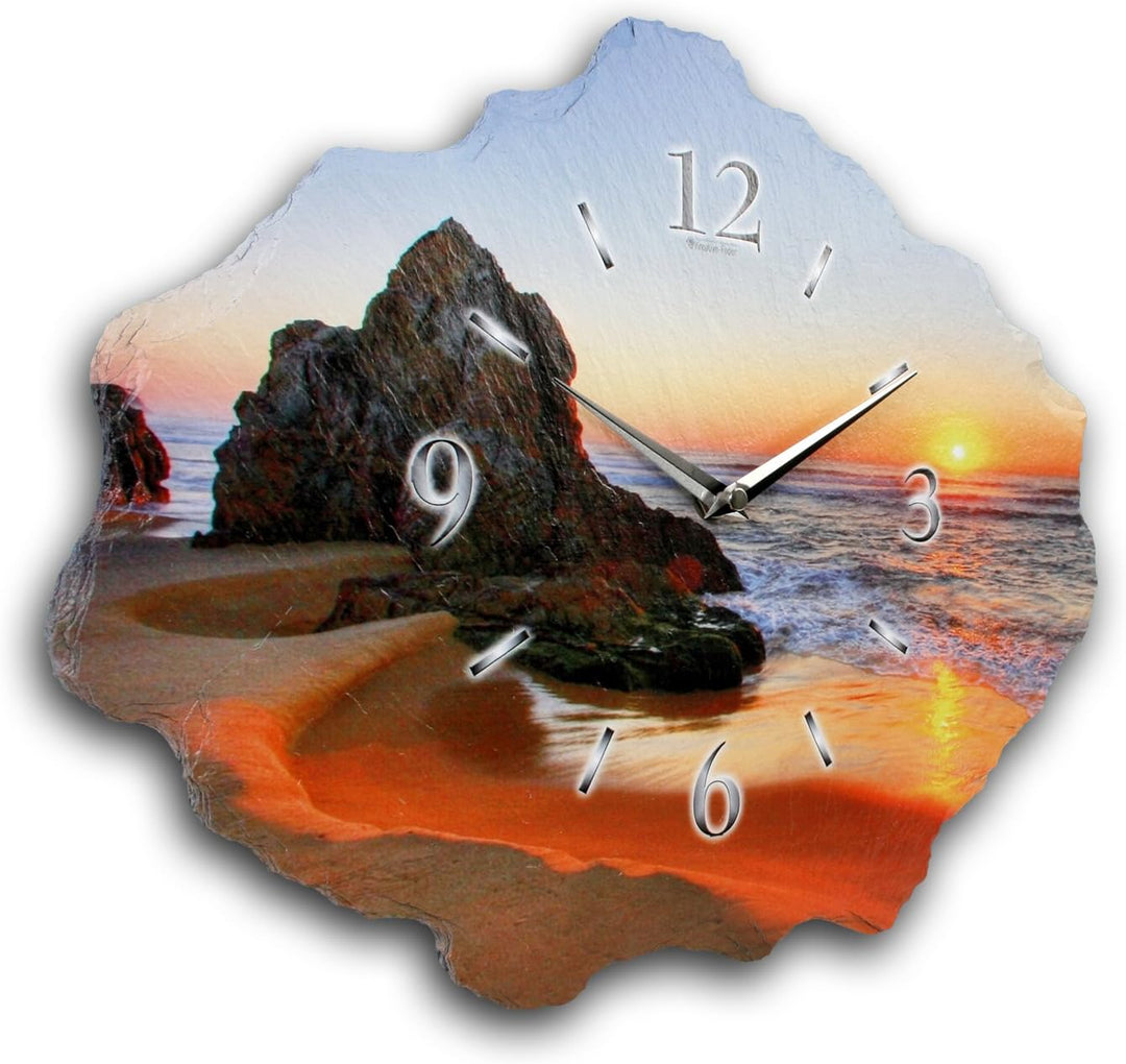 Kreative Feder Designer-Wanduhr aus Stein (Beton) Grösse ca. 40 x 30cm mit flüsterleisem Uhrwerk - B