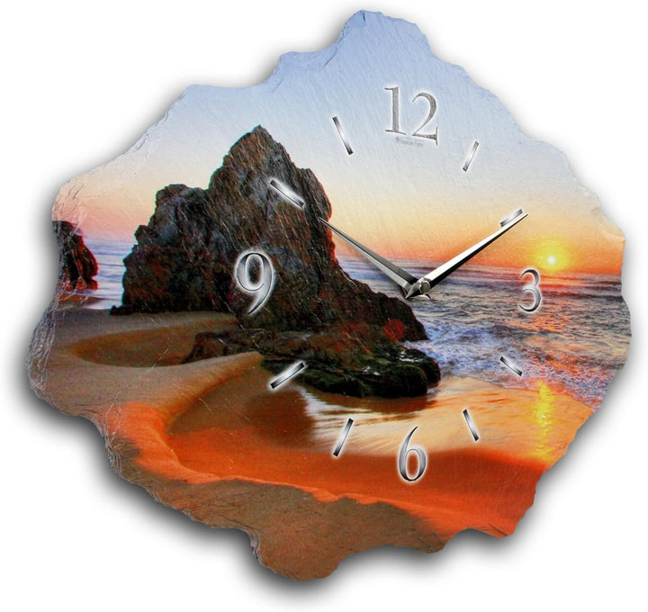 Kreative Feder Designer-Wanduhr aus Stein (Beton) Grösse ca. 40 x 30cm mit flüsterleisem Uhrwerk - B
