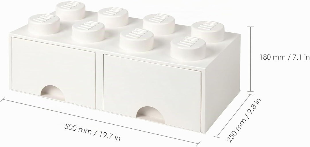 LEGO 4006 Brick 8 Knöpfe, 2 Schubladen, stapelbar Aufbewahrungsbox, 9,4 l, weiss, Plastik, Legion/Wh