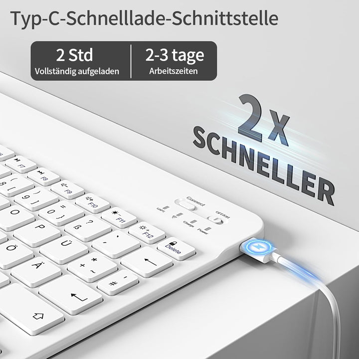 Hülle mit Tastatur für iPad 9. / 8. / 7. Generation 10,2 Zoll 2021/2020/2019, Bluetooth Magnetisch Q