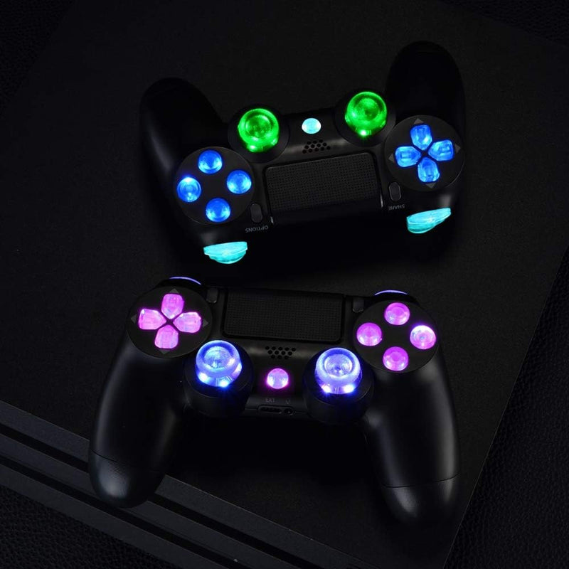 eXtremeRate Tasten für ps4 Knöpfe D-Pad L1 R1 R2 L2 Buttons Trigger Thumbsticks DTFS LED Kit kompati