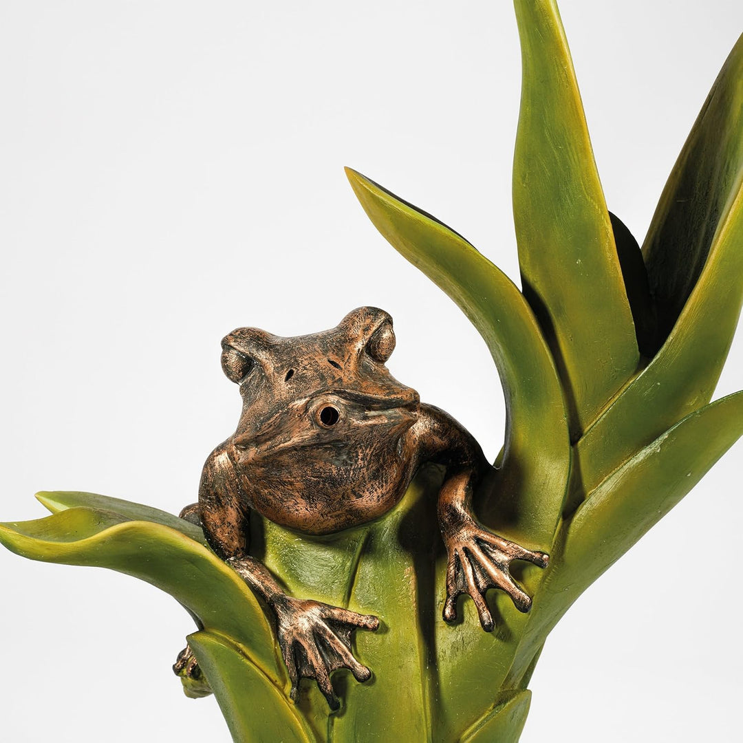 Esotec Solar Wasserspeier Set Frosch sitzend, Höhe=46cm, Solarpumpe, Teichfigur Gartenfigur Gartenst