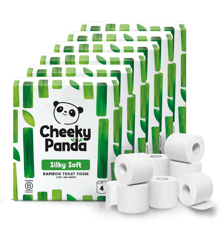 The Cheeky Panda Bambus Toilettenpapier Bulk Buy - 24 Rollen (6 Packungen à 4 Stück) | 3-lagiges Toi