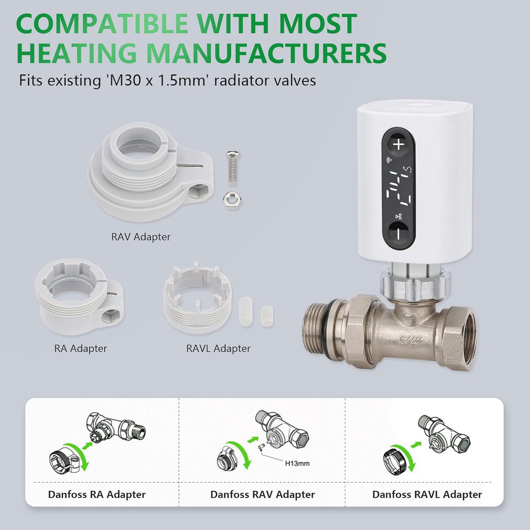 Wengart WiFi Heizkörperthermostat WG360, 2,4 GHz Tuya APP Heizkörperventil, programmierbares TRV zur