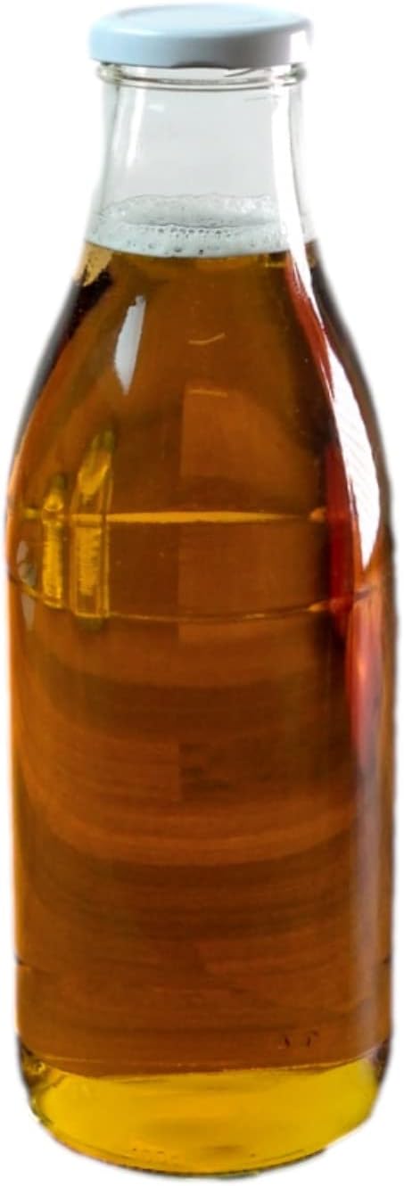 gouveo 20er Set Saftflasche 1000 ml mit Schraub-Deckel weiss - Grosse Glasflasche 1 Liter mit TO48 V