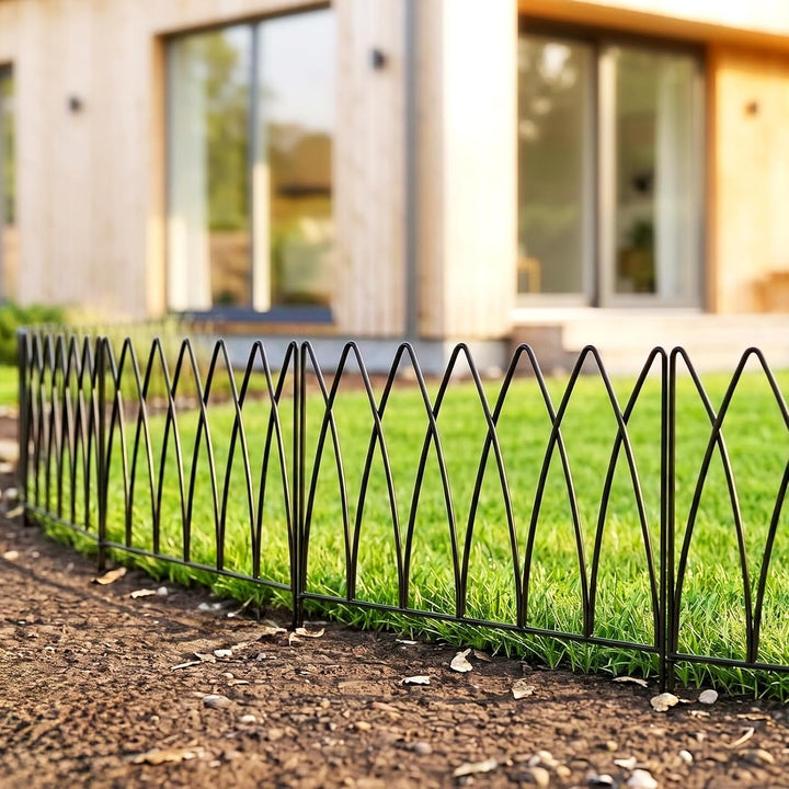 Thealyn Dekorative Metall Gartenzaun 45cm (H) x 2.25m (L) Metall Grenze Folding Fence No Dig Fence L