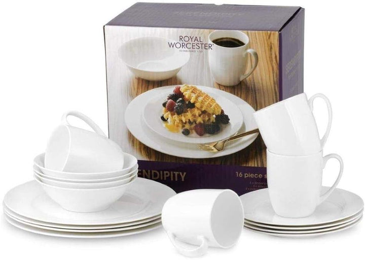 Royal Worcester Serendipity, Knochenporzellan, blau / weiss, Dining Set 16 Piece 16-piece, 16-piece