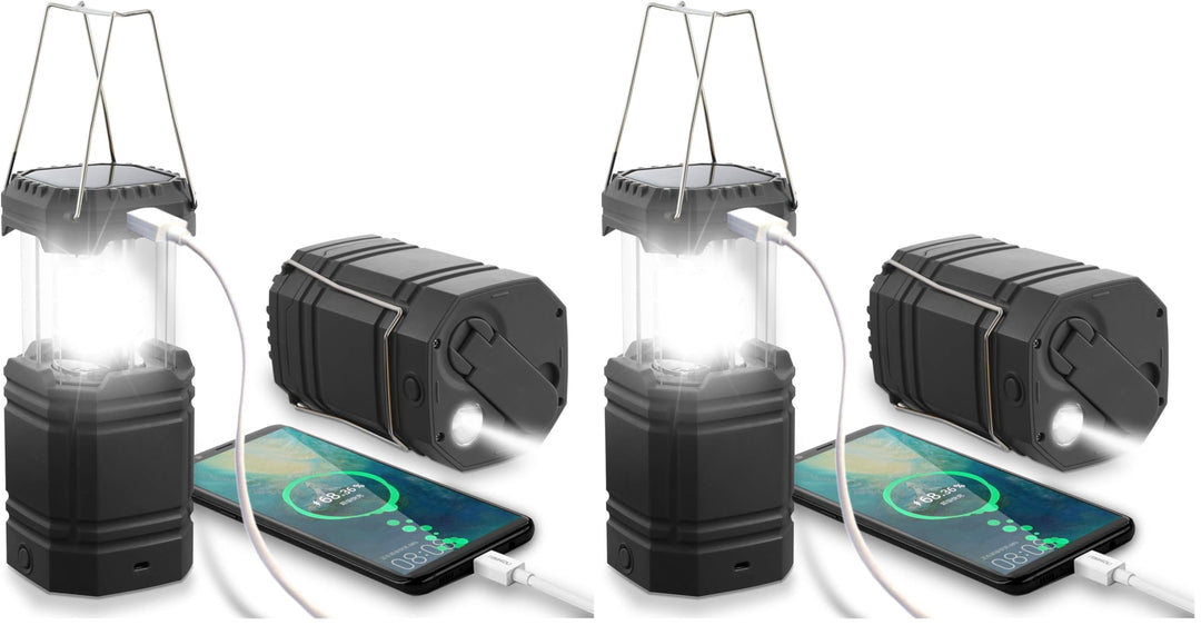 LED Campinglampe Solar, Wasserdicht LED Camping Laterne, Notfallleuchte mit Handkurbel, Eingebaute 3