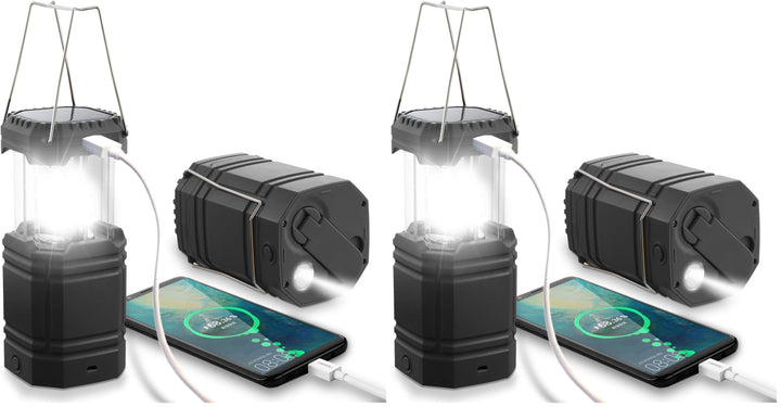 LED Campinglampe Solar, Wasserdicht LED Camping Laterne, Notfallleuchte mit Handkurbel, Eingebaute 3