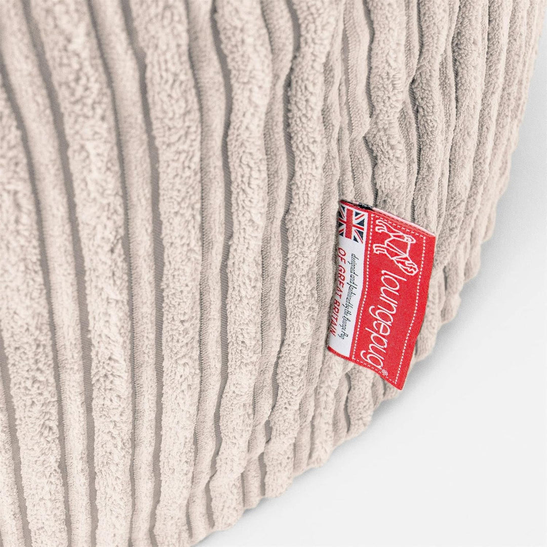 Lounge Pug, Gross Fusshocker Pouf, Cord Ivoire Cord Elfenbein, Cord Elfenbein
