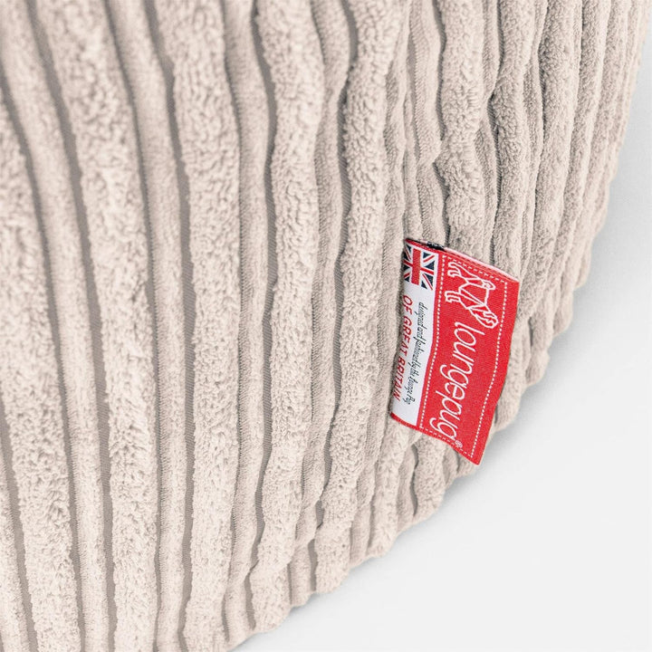 Lounge Pug, Gross Fusshocker Pouf, Cord Ivoire Cord Elfenbein, Cord Elfenbein