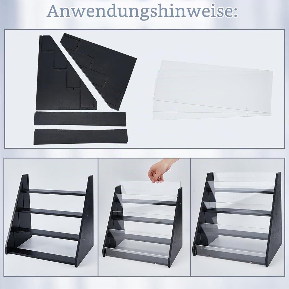 DICOSMETIC 4-Tier Grusskarten Display Ständer Aus Bambus Und Acryl Aufkleber Display Ständer Schwarz