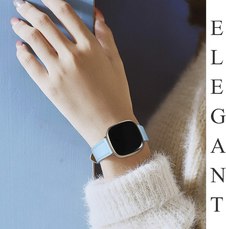 CeMiKa Leder Armband Kompatibel mit Fitbit Sense/Fitbit Versa 3 Armband, Original Lederband Ersatzba