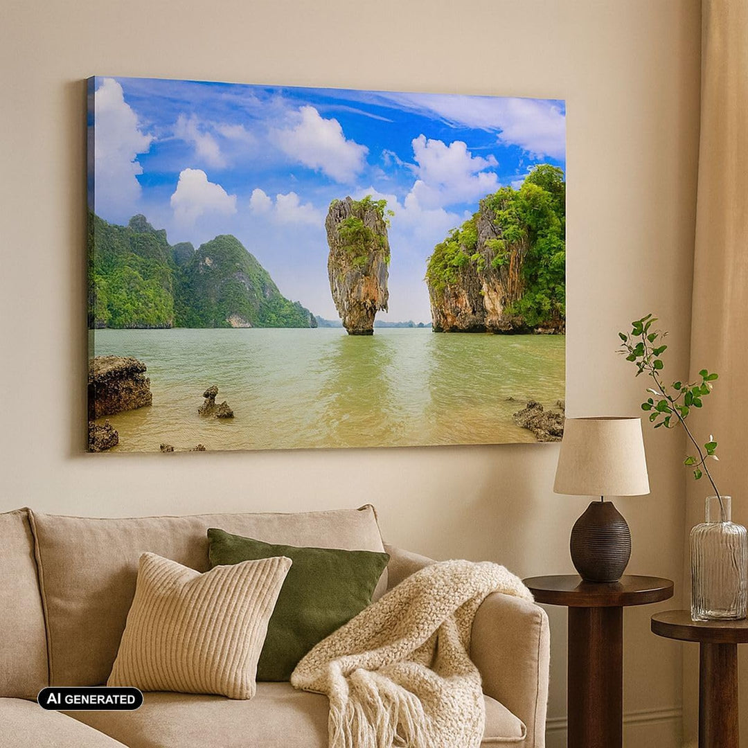Bilder auf Leinwand 100x70cm Leinwandbild Stein Strand Landschaft Gross Wanddeko Bild Schlafzimmer K