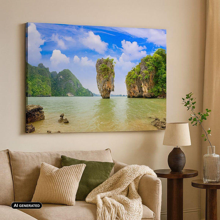 Bilder auf Leinwand 100x70cm Leinwandbild Stein Strand Landschaft Gross Wanddeko Bild Schlafzimmer K